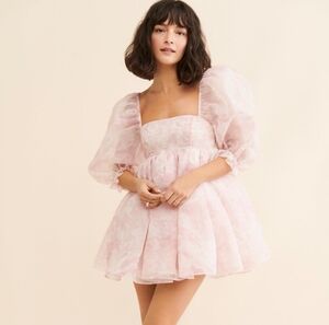 Selkie Pink Puff Sleeve Mini Dress